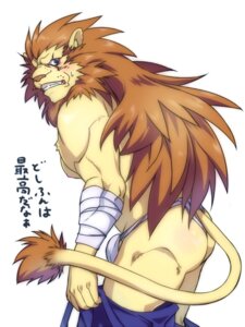 Rating: Questionable Score: 0 Tags: anthro bandage biceps biped blue_eyes blush bodily_fluids bottomwear bottomwear_down brown_body brown_fur butt chest_tuft clothed clothing e621 embarrassed fangs felid fur grey_background japanese japanese_text jockstrap lion looking_at_viewer looking_back looking_back_at_viewer male mammal manabiko markings muscular muscular_anthro muscular_male nipples pantherine pants pants_down partially_clothed pecs pink_nose pose scar side_view simple_background solo standing sweat tail tail_tuft teeth text topless tuft underwear undressing yellow_body yellow_fur まなびこ User: bunchy7s