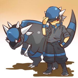 Rating: Safe Score: 0 Tags: 1:1 alternate_species boots clothed clothing cosplay duo e621 feral footwear fossil_pokemon fully_clothed generation_4_pokemon gradient_background grey_hair hair hat headgear headwear hitec horn human humanized male mammal nintendo pokemon pokemon_(species) rampardos red_eyes shadow shoes short_hair simple_background standing tan_background wristband User: bunchy7s