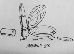 Rating: Questionable Score: 0 Tags: ambiguous_gender animate_inanimate compact duo e621 greyscale humor lipstick lipstick_(object) makeup mirror monochrome not_furry pun unknown_artist User: bunchy7s