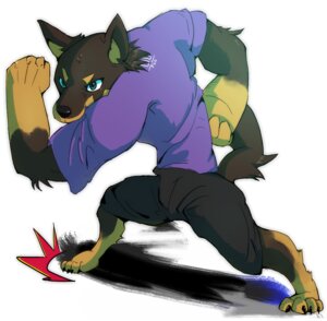 Rating: Safe Score: 0 Tags: 4_toes 5_fingers anthro barefoot biped black_nose bottomwear brown_body brown_fur canid canine canis claws clothed clothing digitigrade domestic_dog e621 feet fingers fully_clothed fur gloves_(marking) looking_at_viewer male mammal markings pants pose r_c shirt simple_background solo standing tail toes topwear white_background User: bunchy7s
