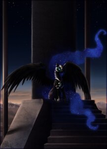 Rating: Safe Score: 0 Tags: armor black_body black_feathers blue_eyes chair cosmicunicorn cutie_mark detailed detailed_background e621 equid equine feathered_wings feathers female feral friendship_is_magic furniture hasbro headgear helmet hi_res horn mammal my_little_pony mythological_creature mythological_equine mythology nightmare_moon_(mlp) solo throne winged_unicorn wings User: bunchy7s