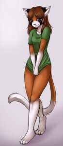 Rating: Safe Score: 0 Tags: ajna anthro biped bottomless clothed clothing covering covering_crotch covering_self domestic_cat e621 felid feline felis female green_clothing green_eyes green_shirt green_topwear hi_res looking_at_viewer mammal piercing pivoted_ears shirt shy solo standing tail topwear User: bunchy7s