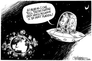 Rating: Safe Score: 0 Tags: 2006 alien black_and_white cloud comic duo e621 earth explosion joe_heller male monochrome moon mushroom_cloud not_furry planet religion space star the_truth ufo war User: bunchy7s