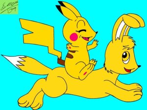 Rating: Safe Score: 0 Tags: 2009 4:3 ambiguous_gender blue_background cleft_tail duo e621 fur generation_1_pokemon lagomorph leporid mammal marquis2007 nintendo pikachu pokemon pokemon_(species) rabbit rodent simple_background tail yellow_body yellow_eyes yellow_fur User: bunchy7s