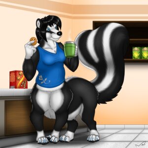 Rating: Safe Score: 0 Tags: 1:1 anthro beverage breasts coffee cookie detailed_background e621 female food hi_res inside kitchen mammal mammal_taur mephitid mephitid_taur nisharu quadruped skunk skunk_taur sofia_belk solo striped_skunk stripes tail taur waist_turned User: bunchy7s