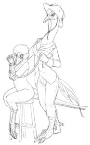 Rating: Questionable Score: 0 Tags: anthro avian bdsm beak bird blue_crane blush bondage bottomwear bound breasts cellina_(slither) claws clothed clothing conditional_dnp crane_(bird) duo e621 feathers feet female furniture gruiform grus_(genus) hands_tied hat headgear headwear hindpaw lizanne long_neck lyrebird monochrome non-mammal_breasts nude oscine pants passerine paws rope sefeiren shirt sitting size_difference sketch standing stool superb_lyrebird topwear User: bunchy7s