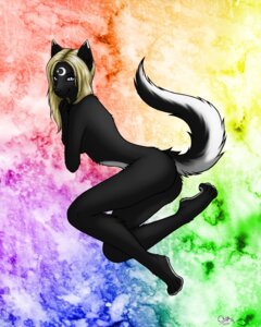 Rating: Questionable Score: 0 Tags: 2014 4:5 anthro black_body black_fur black_nose blonde_hair blue_eyes canid canine canis chiroina chyo e621 female fur hair hi_res mammal nude rainbow seductive slyspirit solo white_body white_fur wolf User: bunchy7s
