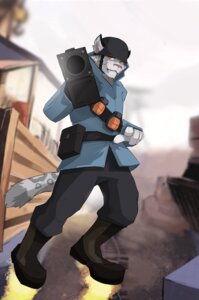 Rating: Safe Score: 0 Tags: 5_fingers anthro armor belt_pouch biped black_boots black_bottomwear black_clothing black_footwear black_pants blue_clothing blue_coat blue_topwear boots bottomwear clothed clothing coat cute_fangs dipstick_tail e621 explosives fangs felid fingers footwear front_view fully_clothed fur gesture grenade grey_body grey_fur grey_tail hand_gesture headgear helmet jumping looking_at_viewer male mammal markings military no_swift outside pants pink_nose pointing ranged_weapon rocket_launcher shoes snout soldier soldier_(team_fortress_2) solo spots spotted_markings spotted_tail standing tail tail_markings team_fortress_2 teeth topwear two_tone_tail valve valve_corporation warrior weapon yellow_eyes User: bunchy7s
