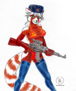 Rating: Safe Score: 0 Tags: 2009 ailurid ak-47 ak_platform anthro assault_rifle bikini biped clothed clothing communism e621 female full-length_portrait gun hair hammer_and_sickle hammer_and_sickle_bikini hat headgear headwear holding_gun holding_object holding_ranged_weapon holding_weapon jsc_kalashnikov_concern kacey looking_at_viewer mammal politics portrait ranged_weapon red_panda rifle ruger181 russian scope skimpy solo soviet_union standing swimwear tail two-piece_swimsuit watermark weapon white_hair User: bunchy7s
