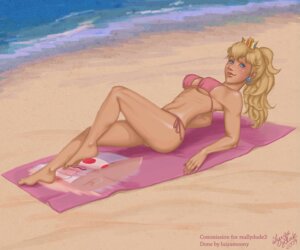 Rating: Questionable Score: 0 Tags: 2009 beach bikini clothed clothing detailed_background e621 english_text female hi_res human looking_at_viewer luizamoony mammal mario mario_bros nintendo not_furry on_towel outside princess princess_peach royalty sand seaside skimpy solo swimwear text towel two-piece_swimsuit water User: bunchy7s