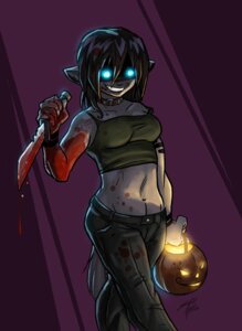 Rating: Questionable Score: 0 Tags: anthro biped blood bodily_fluids breasts clothed clothing e621 female glowing glowing_eyes knife light_from_below mammal midriff nightmare_fuel solidasp solo standing tail unknown_species User: bunchy7s
