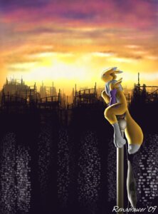 Rating: Safe Score: 0 Tags: anthro bandai_namco canid canine city cityscape cloud detailed_background digimon digimon_(species) e621 female flagstaff fur hi_res high_place mammal outside renadrawer renamon scenic_view shaded sky solo sunset tail white_body white_fur yellow_body yellow_fur User: bunchy7s