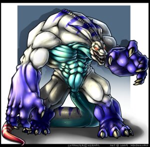 Rating: Safe Score: 0 Tags: 2009 4_toes abs anthro biceps biped claws e621 feet kernac male markings monster muscular muscular_anthro muscular_male neodokuro red_eyes solo standing tail teeth toe_claws toes User: bunchy7s