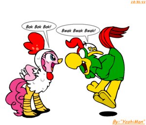 Rating: Safe Score: 0 Tags: 2011 2_toes avian avian_caruncle beak bird chicken chickenman clothed clothed_female clothed_feral clothing colored costume curled_tail curly_mane dewlap_(anatomy) digital_drawing_(artwork) digital_media_(artwork) duo e621 earth_pony english_description english_text equid equine eye_contact feet female female_feral feral friendship_is_magic galliform hair hasbro horse looking_at_another male mammal midair my_little_pony open_mouth phasianid pink_hair pink_tail pinkie_pie_(mlp) pony quadruped simple_background tail text toes wattle white_background yellow_beak yoshiman1118 User: bunchy7s