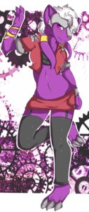 Rating: Questionable Score: 0 Tags: anthro aoizuri blush bottomwear bra claws clothing e621 female gear hair head_plate head_tail hi_res jacket kraskit legwear midriff pose purple_body purple_eyes purple_skin skirt smile solo stockings tabitha_terleir topwear underwear white_hair User: bunchy7s
