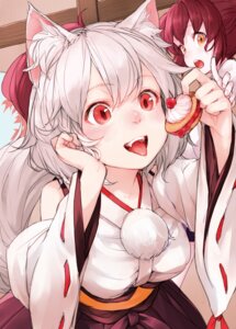 Rating: Safe Score: 0 Tags: animal_humanoid armwear asian_clothing asian_mythology blush breasts canid canid_humanoid canine canine_humanoid canis clothing detached_sleeves duo e621 east_asian_clothing east_asian_mythology fangs female food grey_hair hair hatate_himekaidou hi_res high-angle_view human humanoid japanese_clothing japanese_mythology mammal mammal_humanoid miko_outfit momiji_inubashiri mythology open_mouth pom_clothing pom_shirt red_eyes short_hair sigure_(drizzle) smile teeth tengu tongue touhou white_hair wolf wolf_humanoid wolf_tail yellow_eyes yokai User: bunchy7s