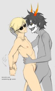 Rating: Explicit Score: 0 Tags: 2boys black_hair blk-kitti blonde_hair bondage dave_strider facepaint gamzee_makara gay grey_background grey_skin hair_grab hands_behind_back hands_tied homestuck horns male ms_paint_adventures naked nipples pointy_ears rule34 sharp_teeth short_hair smile source_request sunglasses troll yellow_eyes User: bunchy7s
