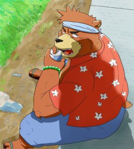 Rating: Safe Score: 0 Tags: 2014 accessory aloha_shirt annoyed anthro arm_tuft beads bear beverage biceps biped black_nose blue_bottomwear blue_clothing blue_pants bottomwear brown_bear brown_body brown_fur clothed clothing colored countershade_snout countershading e621 elbow_tuft fangs feet flip_flops footwear fully_clothed fur grass grizzly_bear head_tuft headband jacket kenji_mikazuki kerchief male mammal morenatsu muscular muscular_anthro muscular_male offscreen_character open_mouth pants pattern_clothing pattern_shirt pattern_topwear plant red_clothing red_shirt red_topwear sandals shadow shirt shoes sitting sitting_on_ground snout soda solo tan_body tan_countershading tan_fur teeth tongue topwear tuft ursine white_kerchief wristband 木 User: bunchy7s