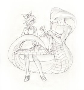 Rating: Safe Score: 0 Tags: 2012 amduat_mythos anthro apode bow_(feature) bow_tie clothing draconcopode dress duo duskoerlikon e621 female flower footwear graphite_(artwork) greyscale hair hair_over_eye high_heels holding_flower holding_object legless male monochrome naga one_eye_obstructed plant reptile rose_(flower) scalie serpentine shoes sketch snake traditional_media_(artwork) User: bunchy7s