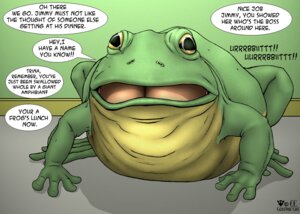 Rating: Questionable Score: 0 Tags: ambiguous_gender ambiguous_pred amphibian butt carnivore_cafe comic copyright_symbol dialogue digital_media_(artwork) duo e621 educational english_text female female_prey feral feral_pred frog human human_prey mammal nude pd_(artist) semi_willing_vore solo_focus symbol text vore what_has_science_done willing_prey User: bunchy7s