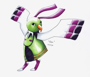 Rating: Safe Score: 0 Tags: 2010 ambiguous_gender avian beak black_eyes e621 feral frogmastr1 generation_2_pokemon green_body nintendo pokemon pokemon_(species) simple_background solo traditional_media_(artwork) white_background wings xatu User: bunchy7s