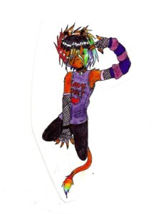 Rating: Safe Score: 0 Tags: 5_fingers alternative_fashion black_hair bottomwear claws clothed clothing collar dezi e621 emo felid finger_gun fingers fishnet_clothing front_view fully_clothed gesture glamfur hair hair_over_eyes hand_gesture kneeling lion looking_at_viewer male mammal multicolored_hair one_eye_closed pantherine pants rainbow_hair ryanv short_hair simple_background sleeveless_shirt solo sparklefur tail white_background wink User: bunchy7s