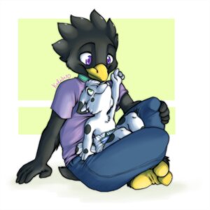 Rating: Safe Score: 0 Tags: 1:1 2010 ageplay anthro avian beak bird breck canid canine canis clean_diaper clothed clothing daww diaper diaper_only duo e621 infantilism male mammal on_lap penguin pupspace roleplay sitting_on_lap smile topless wearing_diaper wolf young young_anthro young_male User: bunchy7s