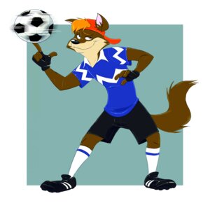 Rating: Safe Score: 0 Tags: anthro athletic athletic_anthro athletic_male ball ball_on_finger black_eyes black_nose brown_body brown_fur canid canine canis clothing e621 fur furgonomics hair hat headgear headwear hi_res male mammal nickwolf orange_hair soccer soccer_ball solo sport tail wolf User: bunchy7s