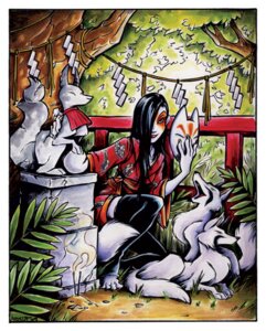 Rating: Safe Score: 0 Tags: 2004 asian_clothing canid canine clothing deity detailed_background duo e621 east_asian_clothing female feral fox human implied_transformation japan japanese_clothing kim_arndt kimono mammal mask religion shide shimenawa shinto tail torii User: bunchy7s