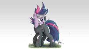 Rating: Safe Score: 0 Tags: 2013 accessory clothing digital_media_(artwork) e621 equid equine eye_patch eyewear female feral friendship_is_magic fur grass hair hasbro headband hi_res horn jumpsuit looking_back mammal multicolored_hair my_little_pony mythological_creature mythological_equine mythology ncmares open_mouth plant purple_body purple_eyes purple_fur purple_hair simple_background solo torn_clothing twilight_sparkle_(mlp) two_tone_hair unicorn User: bunchy7s