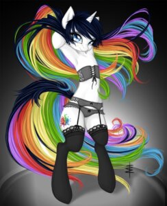 Rating: Questionable Score: 0 Tags: 2012 anthro blue_eyes clothing colour_splash corset cutie_mark e621 equid equine fan_character female garter_belt garter_straps hair hasbro horn legwear lingerie mammal multicolored_hair my_little_pony mythological_creature mythological_equine mythology panties rainbow_hair solo stockings tail topwear tt-n underwear unicorn User: bunchy7s