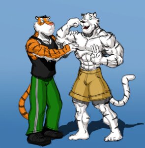 Rating: Safe Score: 0 Tags: abs anthro athletic biceps bottomwear claws cliff_stoneclaw clothed clothing cody_frost duo e621 felid flexing fur grope hair male mammal muscular pantherine pattern_bottomwear pattern_clothing paws pecs pose shirt shorts striped_bottomwear striped_clothing stripes tail tank_top tiger topless topwear vince_suzukawa_(artist) User: bunchy7s