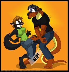Rating: Questionable Score: 0 Tags: 2009 accident anthro bad_luck ballbusting banana_peel cock_and_ball_torture croc_(crocdragon89) crocdragon89 domestic_cat duo e621 felid feline felis female genital_torture jason_takayama male mammal reptile scalie slide tail violence User: bunchy7s