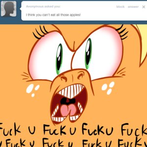 Rating: Safe Score: 0 Tags: 1:1 angry applejack_(mlp) ask_blog ask_jappleack asking blonde_hair close-up dialogue e621 earth_pony english_text equid equine eyelashes female freckles friendship_is_magic hair hasbro horse hotdiggedydemon insult mammal my_little_pony open_mouth pony profanity solo teeth text toony tumblr user_message what_has_magic_done User: bunchy7s