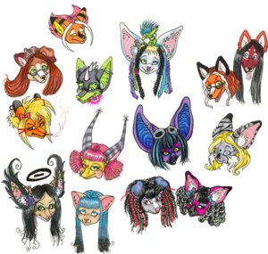 Rating: Safe Score: 0 Tags: alternative_fashion bat black_hair blonde_hair canid canine canis chival chival_(character) colored_pencil_(artwork) crux cybergoth domestic_dog e621 felid feline female fennec_fox fox glamfur goth grimmorph_(character) hair halo headshot_portrait hybrid j-fashion kaku_q._spookaboo leelee_(pink_fox) long_hair lynx mammal marker_(artwork) mixed_media mouse murid murine neogeen_(character) portrait punk_hair razerz rodent silverwing simple_background sketch_page solo source_request sparklefur traditional_media_(artwork) true_fox visual_kei User: bunchy7s