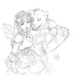 Rating: Safe Score: 0 Tags: 1:1 2012 anthro canid canine canis duo e621 female hi_res human male mammal monochrome sekotta unknown_artist wolf young User: bunchy7s