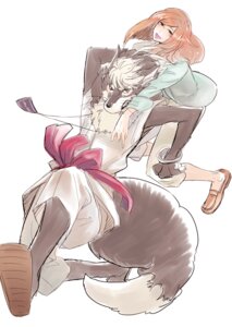 Rating: Safe Score: 0 Tags: anthro black_body black_fur blush canid canine canis carrying_another clothing duo e621 female fur gingitsune hair human jewelry kemono male mammal pendant red_hair tetsuro touko_tsumugi wolf ノンチ User: bunchy7s