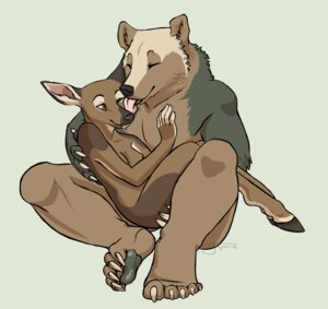 Rating: Questionable Score: 0 Tags: 2012 anthro bear cuddling deer duo e621 eyes_closed female hooves jaijai licking male male/female mammal nude tongue tongue_out User: bunchy7s