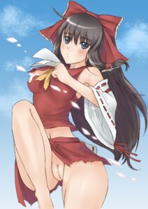 Rating: Explicit Score: 0 Tags: black_hair blue_eyes bow brown_hair detached_sleeves fat_mons female female_only hairbow hukase human innie_pussy long_hair pussy reimu_hakurei rule34 solo torn_clothes touhou uncensored User: bunchy7s