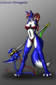 Rating: Safe Score: 0 Tags: 2011 anthro axe big_breasts bikini biped blue_body blue_fur breasts canid canine ce'erin_(snowfyre) claws clothed clothing e621 female fox fur hair hi_res long_hair looking_at_viewer mammal melee_weapon pose red_hair simple_background skimpy snowfyre solo spread_legs spreading standing swimwear toe_claws two-piece_swimsuit weapon white_body white_fur wide_stance User: bunchy7s