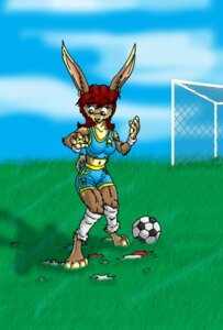 Rating: Safe Score: 0 Tags: anthro ball catmonkshiro clothing e621 female field footwear lagomorph legwear leporid mammal outside paws rabbit soccer soccer_ball socks solo sport transformation User: bunchy7s