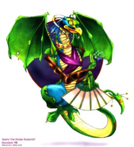 Rating: Safe Score: 0 Tags: 1998 ambiguous_gender anthro artist_collaboration chris_goodwin dragon e621 hand_fan horn jewelry magic membrane_(anatomy) membranous_wings mishakun mythological_creature mythological_scalie mythology scalie simple_background solo sparkles tail white_background wings User: bunchy7s