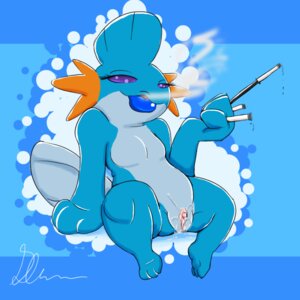 Rating: Explicit Score: 0 Tags: blue_theme cigarette color female female_only lilglenndoggy mudkip nintendo open_eyes pokemon pokemon_(species) pokemon_rse purple_eyes pussy rule34 smoking solo vulva User: bunchy7s