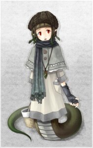 Rating: Safe Score: 0 Tags: abstract_background apode basket button_(fastener) button_dress capelet clothed clothing container doll draconcopode dress e621 european_mythology female fingerless_gloves gloves gorgon greek_mythology green_hair hair handwear hat headgear headwear humanoid_pointy_ears japanese_text jewelry lagomorph lamia leaf legless leporid living_hair looking_at_viewer mammal manobana_nodoka manoha_(sawayaka-batake) monster_girl_(genre) mythology necklace pointy_ears pseudo_hair rabbit red_eyes reptile scalie scarf serpentine simple_background snake snake_hair solo split_form text User: bunchy7s