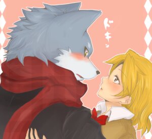 Rating: Safe Score: 0 Tags: anthro blonde_hair blush canid canine canis clothed clothing daww digital_drawing_(artwork) digital_media_(artwork) duo e621 eye_contact female female_on_anthro fully_clothed hair human human_on_anthro interspecies japanese_text kemono looking_at_another love male male/female male_on_human mammal ribbons romantic romantic_couple scarf simple_background text wolf young どら焼き User: bunchy7s