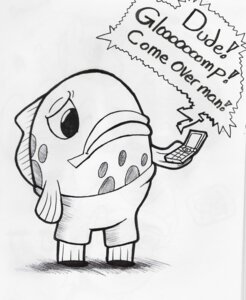 Rating: Safe Score: 0 Tags: ambiguous_gender anthro anthrofied aquatic banjo-kazooie black_and_white bluevon bottomwear cellphone clothing dialogue e621 electronics english_text fish flip_phone frown game_grumps gloop_the_fish humor monochrome phone rareware shorts solo text User: bunchy7s
