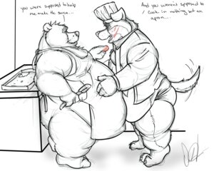 Rating: Questionable Score: 0 Tags: 5:4 anthro apron bear bottomless canid canine canis chef clothed clothing cook cooking dirtymutt domestic_dog duo e621 english_text male male/male mammal obese open_clothing open_shirt open_topwear overweight shirt tail text topwear underwear User: bunchy7s Rating: Questionable Score: 0 Tags: 5:4 anthro apron bear bottomless canid canine canis chef clothed clothing cook cooking dirtymutt domestic_dog duo e621 english_text male male/male mammal obese open_clothing open_shirt open_topwear overweight shirt tail text topwear underwear User: bunchy7s