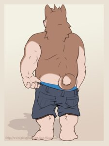Rating: Questionable Score: 0 Tags: 5_fingers anthro barefoot biped bottomwear butt canid canine canis clothed clothing domestic_dog e621 feet fingers fur male mammal overweight overweight_anthro overweight_male rear_view shorts solo source_request standing tacodebeef tacoderes tan_body tan_fur theuseless topless underwear User: bunchy7s