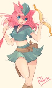Rating: Safe Score: 0 Tags: animal_humanoid arrow_(weapon) big_breasts blue_eyes bow_(weapon) breasts canid canid_humanoid canine canine_humanoid cosplay disney e621 female fox fox_humanoid hair heart_symbol holding_object holding_weapon humanoid hybrid looking_at_viewer mammal mammal_humanoid no._108 pink_hair ranged_weapon robin_hood robin_hood_(disney) simple_background smile solo weapon white_background User: bunchy7s