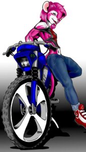 Rating: Safe Score: 0 Tags: anthro clothed clothing dirt_bike e621 female fur gradient_background green_eyes hair looking_at_viewer mammal motorcycle mouse murid murine pink_body pink_fur pink_hair rodent shane_nelson shayla_the_pink_mouse simple_background solo tail vehicle User: bunchy7s